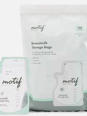 Motif Medical Breastmilk Storage Bags – White with Mint Accent
